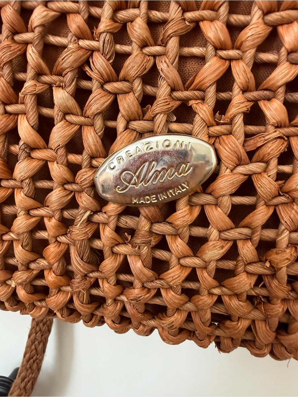 Vintage Creazioni Alma Woven Straw Crossbody Satchel Bag – Made in Italy - Picture 7 of 14